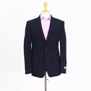 Calvin Klein 40R Navy Blazer Sport Coat Jacket 2-Button Solid Y004